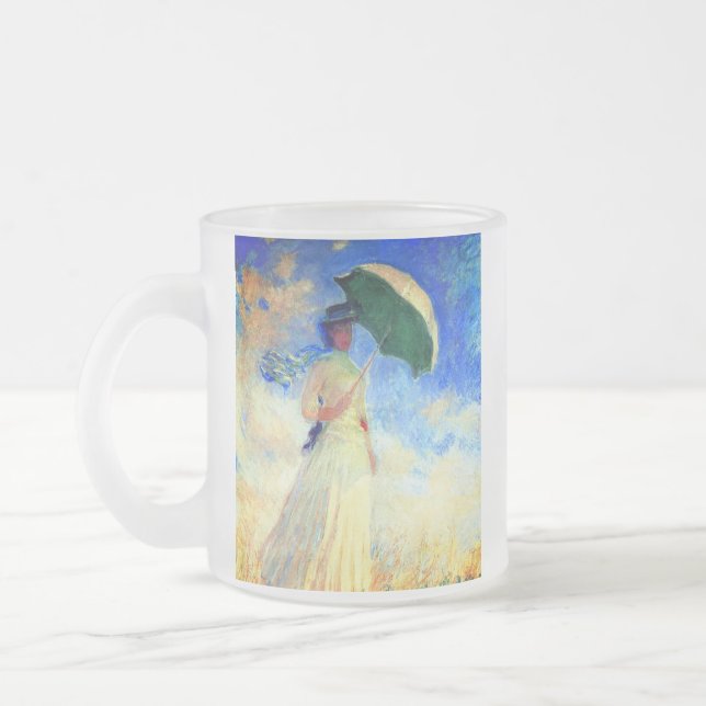 Monet Woman med Parasol Facing Höger Frostad Glasmugg (Vänster)