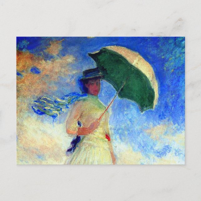 Monet Woman med Parasol Facing Höger Inbjudan Vykort (Framsida)