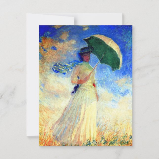 Monet Woman med Parasol Facing Höger Inbjudningar (Framsida)