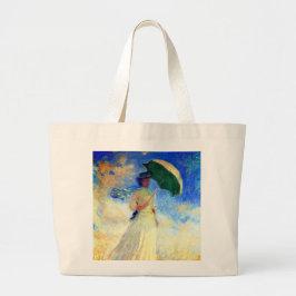 Monet Woman med Parasol Facing Höger Jumbo Tygkasse