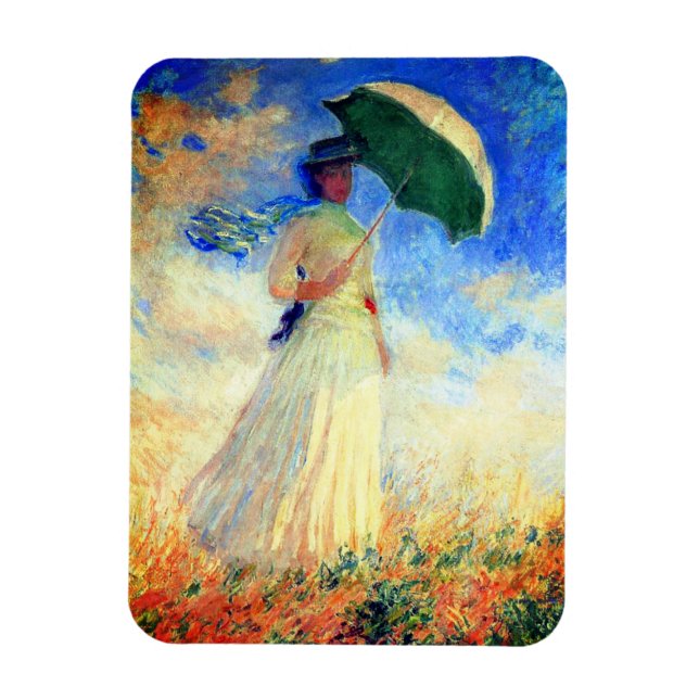 Monet Woman med Parasol Facing Höger Magnet (Vertikal)