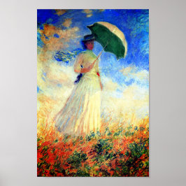 Monet Woman med Parasol Facing Höger Poster