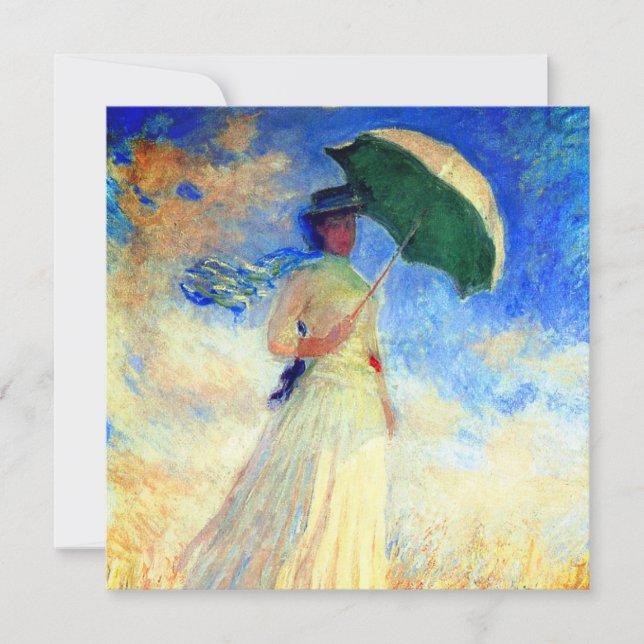 Monet Woman med Parasol Facing Höger Spara Datumet (Framsida)