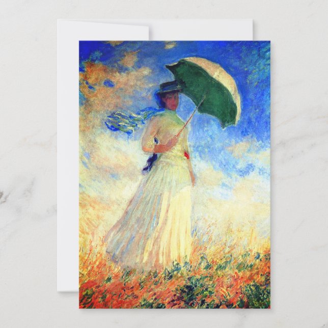 Monet Woman med Parasol Facing Höger Spara Datumet (Framsida)