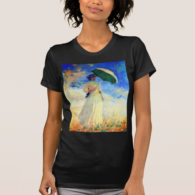 Monet Woman med Parasol Facing Höger T Shirt (Framsida)