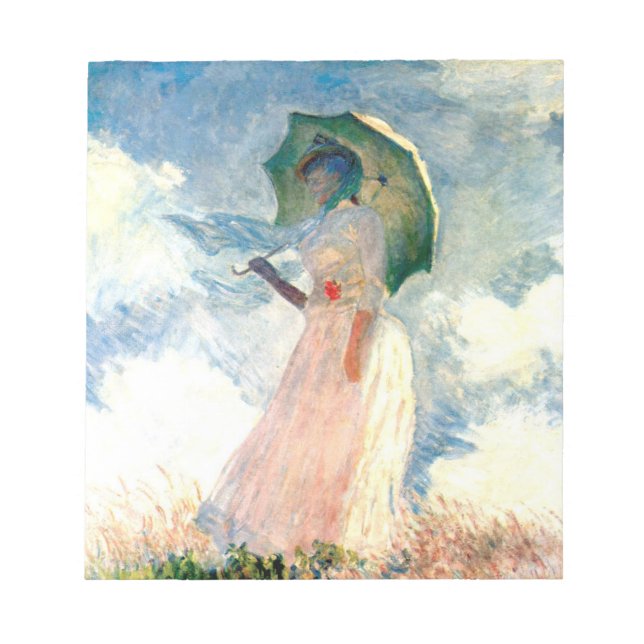Monet Woman med Parasol Facing Lämnat Anteckningsblock (Framsida)