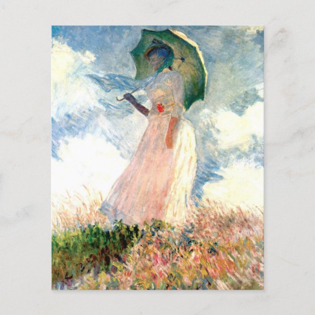 Monet Woman med Parasol Facing Lämnat Flygblad (Framsidan)