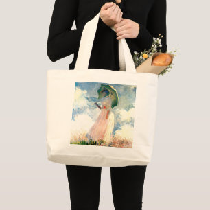 Monet Woman med Parasol Facing Lämnat Jumbo Tygkasse