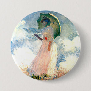 Monet Woman med Parasol Facing Lämnat Knapp