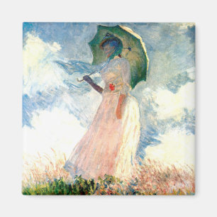 Monet Woman med Parasol Facing Lämnat Magnet