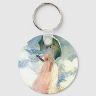 Monet Woman med Parasol Facing Lämnat Nyckelring
