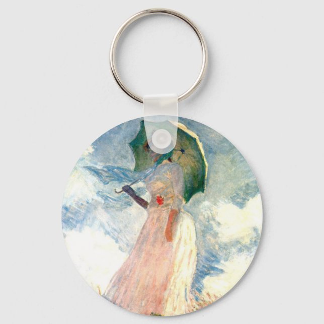 Monet Woman med Parasol Facing Lämnat Nyckelring (Framsida)