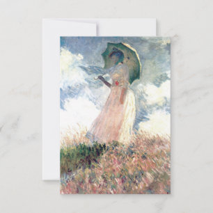 Monet Woman med Parasol Facing Lämnat OSA Kort