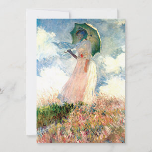 Monet Woman med Parasol Facing Lämnat Spara Datumet
