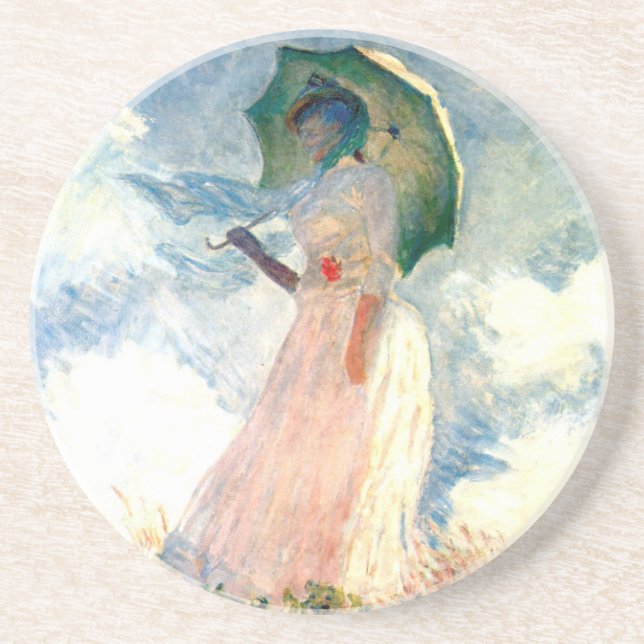 Monet Woman med Parasol Facing Lämnat Underlägg (Framsidan)
