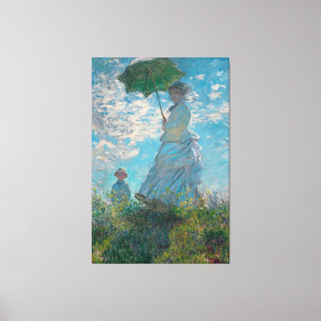 Monet Woman med parasol Fine Art Canvastryck (Framsida)