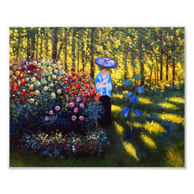 Monet Woman med parasol i Garden Fototryck (Framsidan)