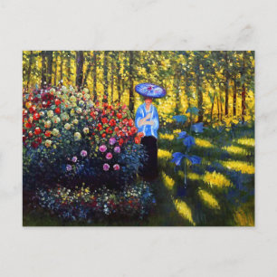 Monet Woman med parasol i Garden Inbjudan Vykort
