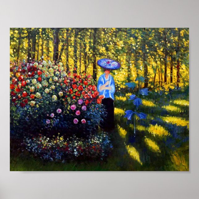 Monet Woman med parasol i Garden Poster (Framsidan)