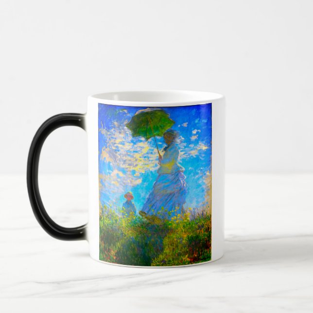 Monet Woman med parasol Magisk Mugg (Vänster)