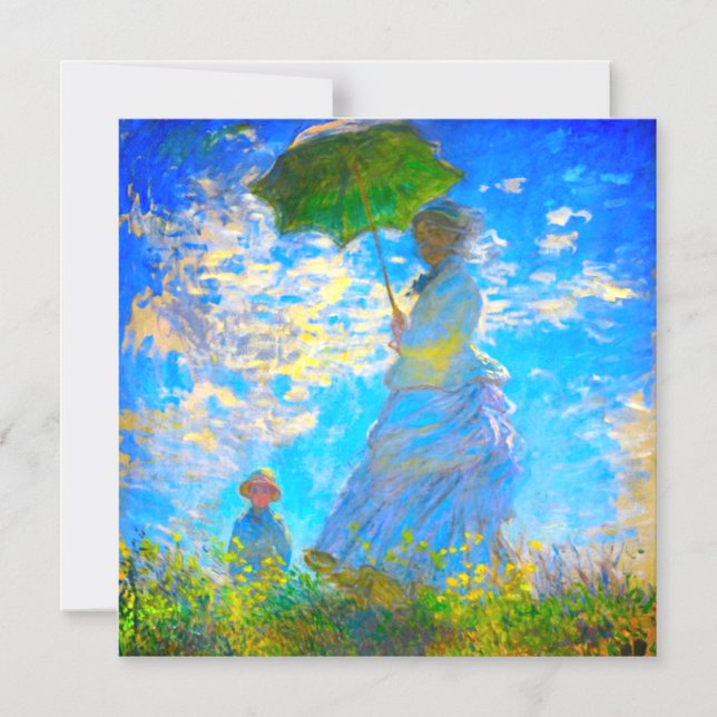 Monet Woman med parasol Magnetisk Inbjudningskort (Framsida)