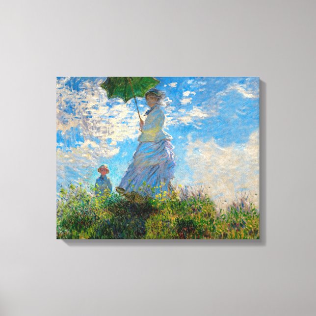 Monet Woman Parasol Impressionism Canvastryck (Framsida)