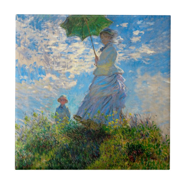 Monet Woman Parasol Impressionism Kakelplatta (Framsidan)