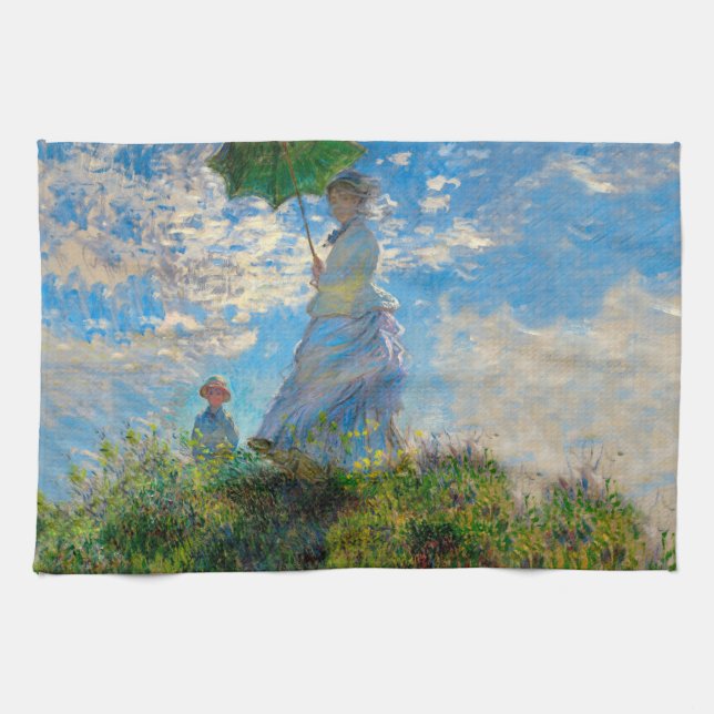 Monet Woman Parasol Impressionism Kökshandduk (Horisontell)
