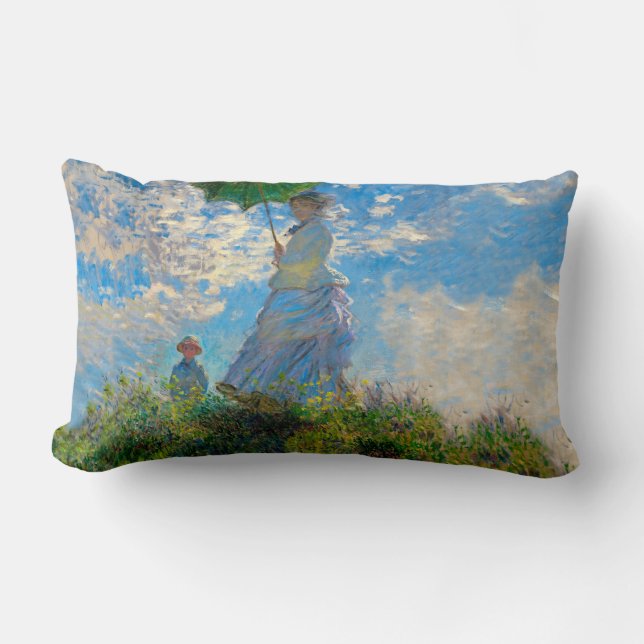 Monet Woman Parasol Impressionism Lumbarkudde (Framsida)