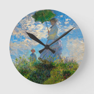 Monet Woman Parasol Impressionism Rund Klocka