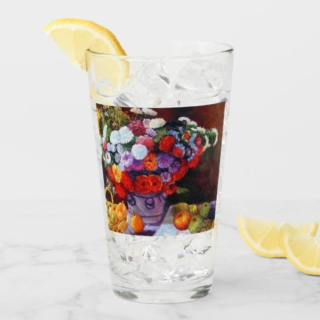 Monetära blommor och frukt glaskopp (Framsida Ice)