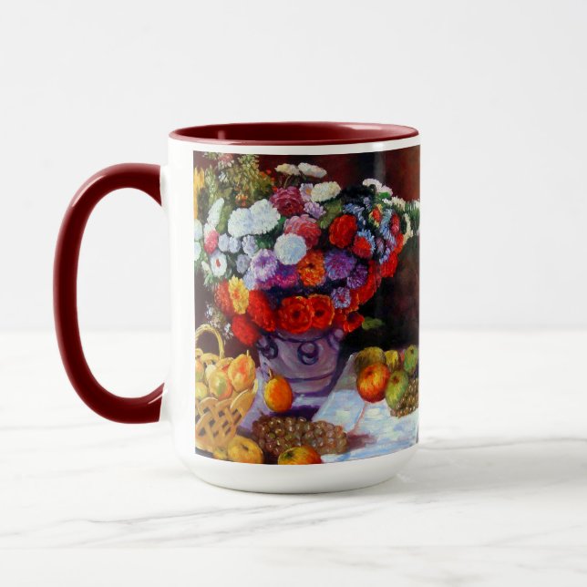 Monetära blommor och frukt mugg (Vänster)