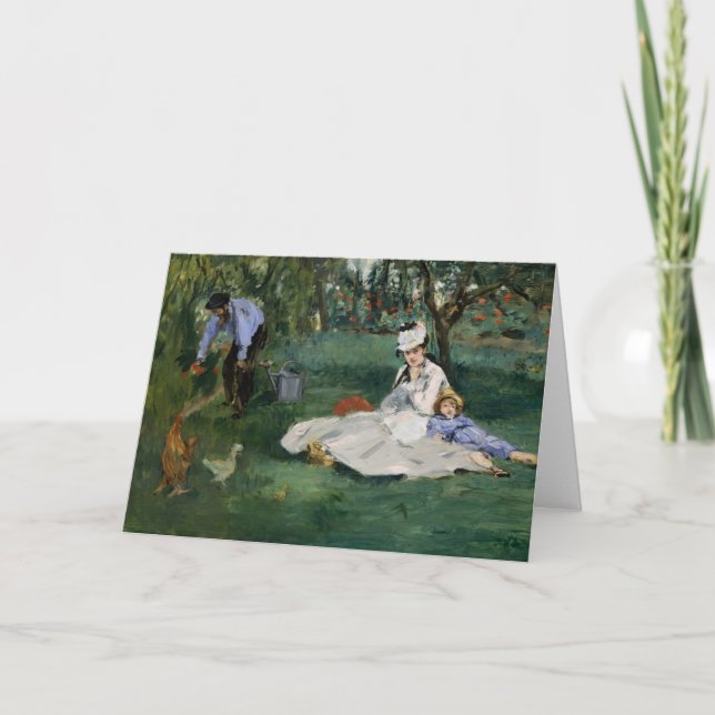 Monetfamiljen i deras trädgård | Édouard Manet Kort (Framsida)