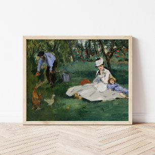 Monetfamiljen i deras trädgård   Édouard Manet Poster
