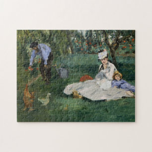 Monetfamiljen i deras trädgård Édouard Manet Pussel