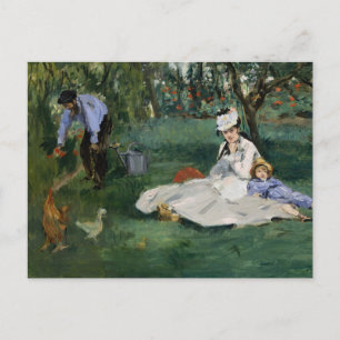 Monetfamiljen i deras trädgård   Édouard Manet Vykort