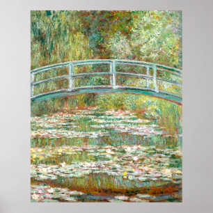 Monets bro över en damm av Vatten Lilies Poster