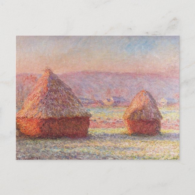 Monets Haystacks, White Frost, Sunrise Vykort (Framsida)