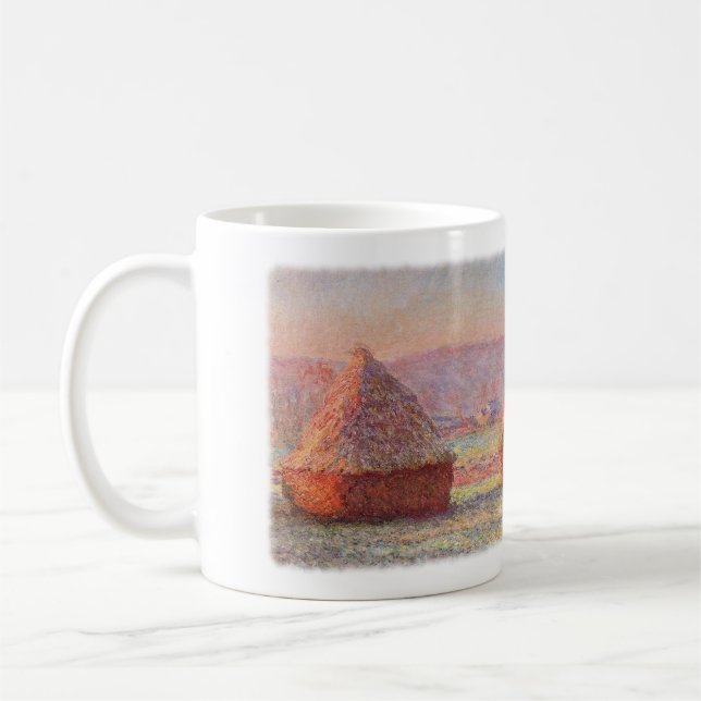 Monets höstackar, vitfrost, soluppgång kaffemugg (Vänster)