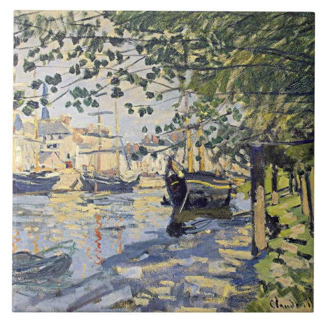 Monets konstverk, Seine vid Rouen, Kakelplatta (Framsidan)
