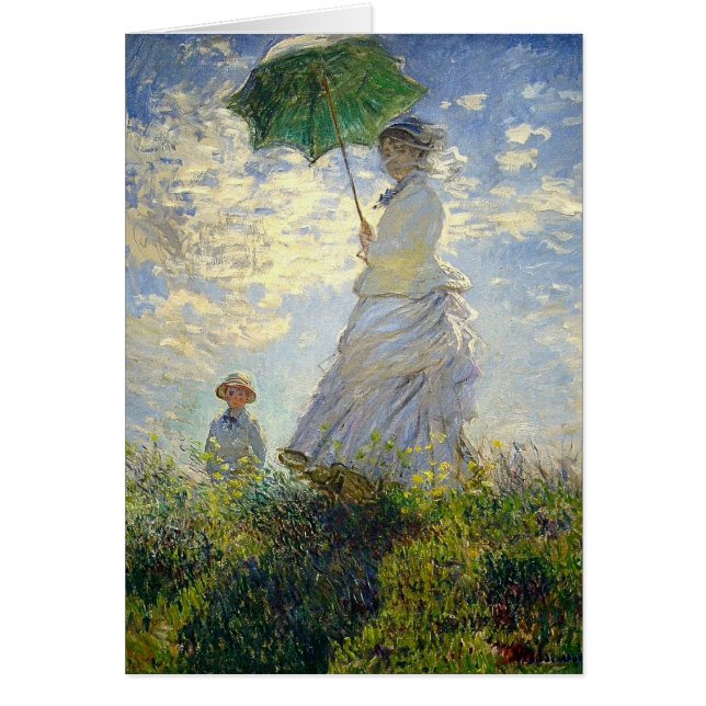 Monets kvinna med parasol (The Stroll / Walk) Hälsningskort (Framsidan)
