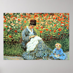 Monets målning av Berömd: Camille Monet och Child Poster