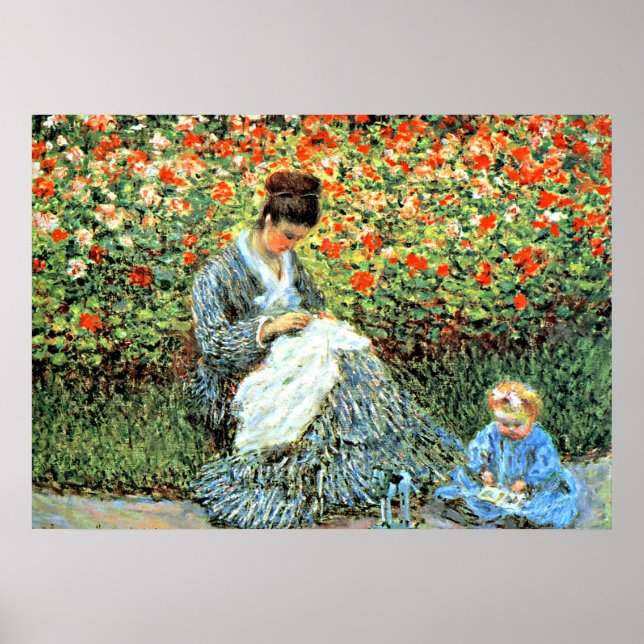 Monets målning av Berömd: Camille Monet och Child Poster (Framsidan)