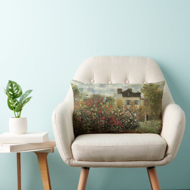 Monets trädgård i Argenteuil av Claude Monet Lumbarkudde (Stol)