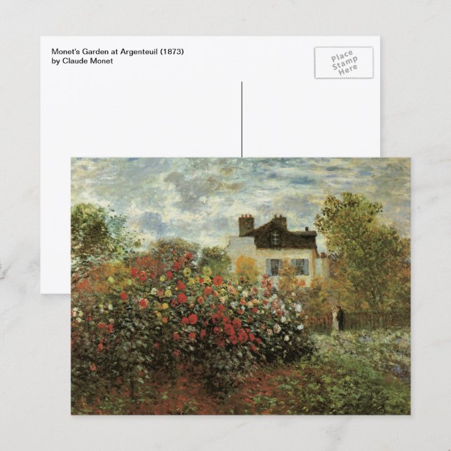 Monets trädgård i Argenteuil av Claude Monet Vykort (Fram/baksida)