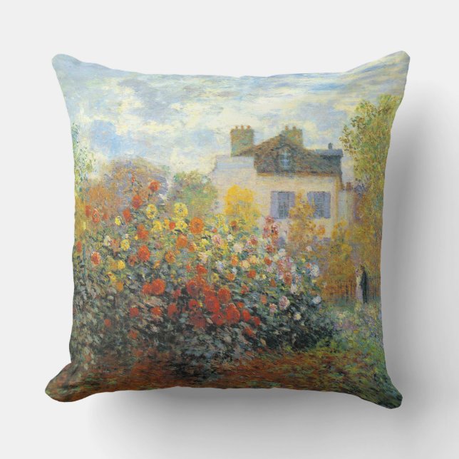 Monets trädgård i Argenteuil Fine Art Kudde (Framsida)