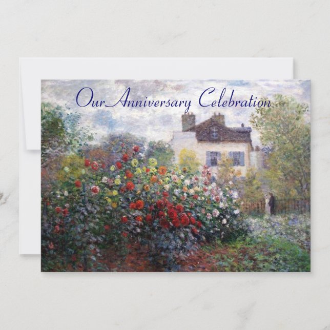 Monets trädgårdsblommor - inbjudan på årsdagen (Framsida)
