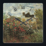 Monets trädgårdsmästare i Argentina av Claude Mone Fyrkantig Klocka<br><div class="desc">Konstnärets Garden i Argentina (A Corner of the Garden with Dahlias) (1873) av Claude Monet är en vintage intsionistisk bra art blommigt naturmålning. Ett lantbruk i land ligger i bakgrunden. Ett par i kärlek går förbi en romantisk årsträdgård i vår med blommande ro och andra blommor. Om konstnären: Claude Monet...</div>