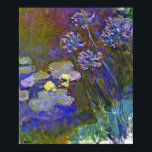 Monets Vatten Lilies och Agapanthus Poster<br><div class="desc">Claude Monets Vatten Lilies och Agapanthus Claude Monets Vatten Lilies och Agapanthus är en fantastisk imponerande målning av en av de största blomsterkonstnärerna. Vatten-trädgården lever med färg och känslor, när lila Agapanthus flyter upp från sina blåa och gröntar. Vatten lever med brunrosa, grönt och lila. Vatten-liljorna är ett intryck -...</div>
