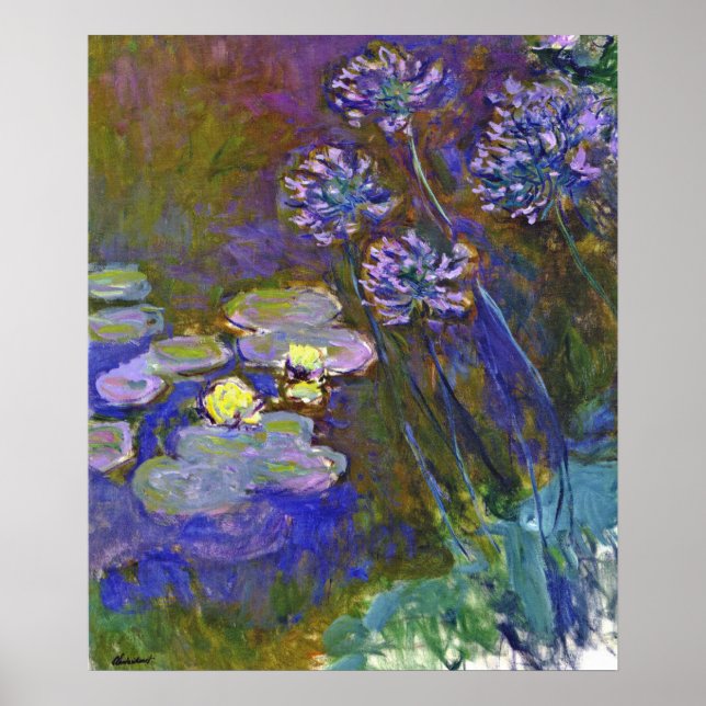 Monets Vatten Lilies och Agapanthus Poster (Framsidan)